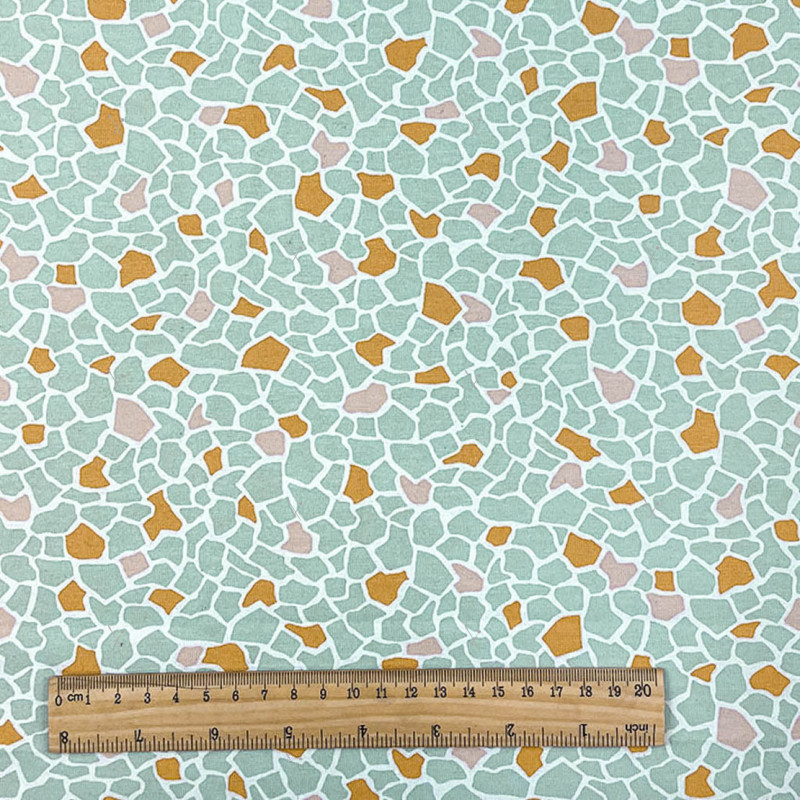 Coated  Cotton ARGEO Light Mint / Apricot